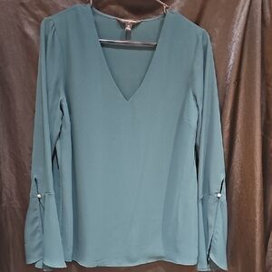 Banana Republic Teal V-Neck Blouse